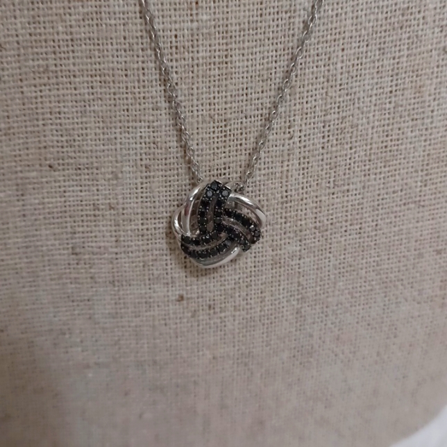 Colleen Lopez Black Diamond Knot Necklace Nib